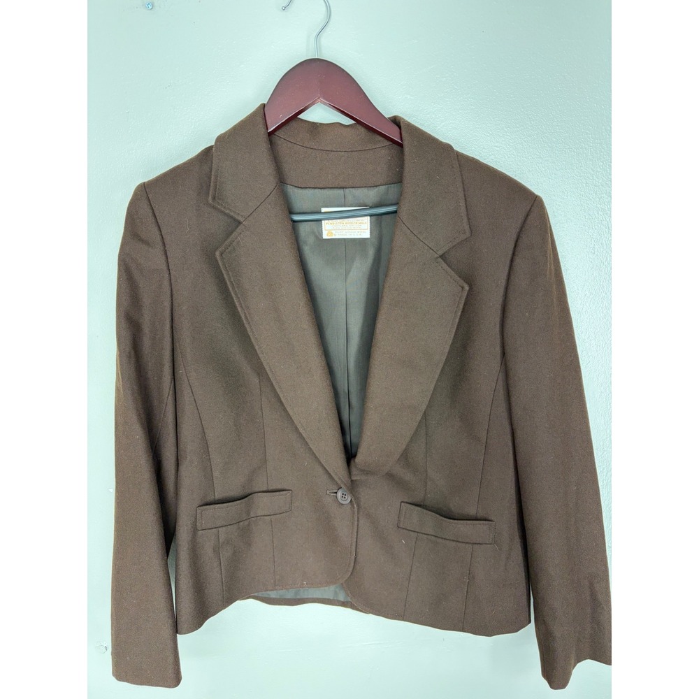 Vintage Pendleton Wool Blazer Brown Single Button Made in USA Womens Size 12